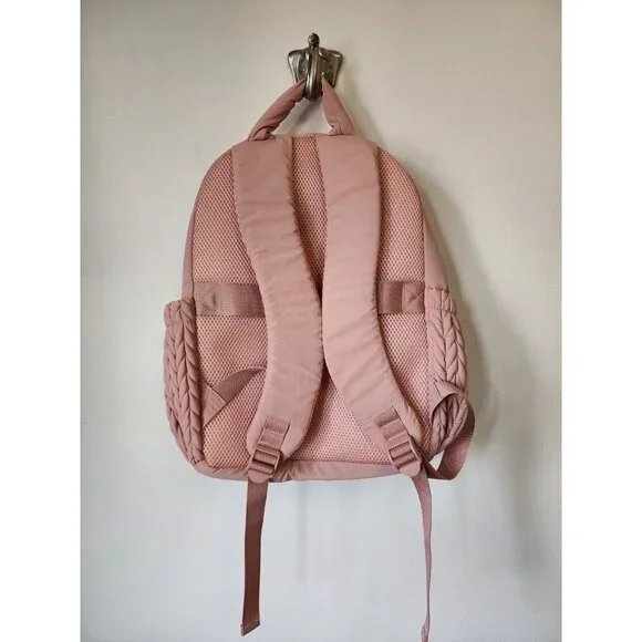 Bagsmart blush pink puffer braided 14" lightweight backpack - Picture 2 of 7